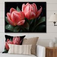thumbnail image 1 of Designart "Tender Pink and Green Tulips" Floral Floater Framed Canvas Print, 1 of 7
