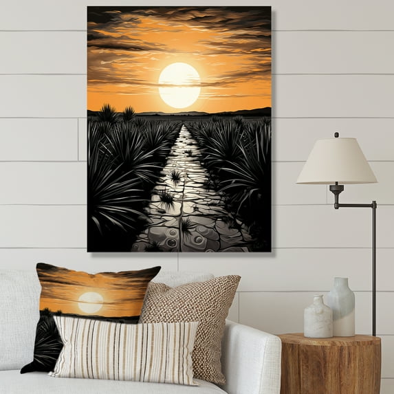 Designart "Tequila Sunrise Orange and Black Mexican Art" Mexican Wall Art Living Room