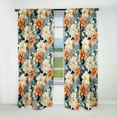thumbnail image 1 of Designart "Terracotta And Azure Blooms" Floral Blackout Curtain Single Panel, 1 of 4