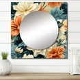 thumbnail image 1 of Designart "Terracotta And Azure Blooms" floral Square Mirror For Wall Decor - Large Blue Square Printed Wall Mirror Art - Square Cottage Mirror - Wall Mounted Square Large Mirror, 1 of 5