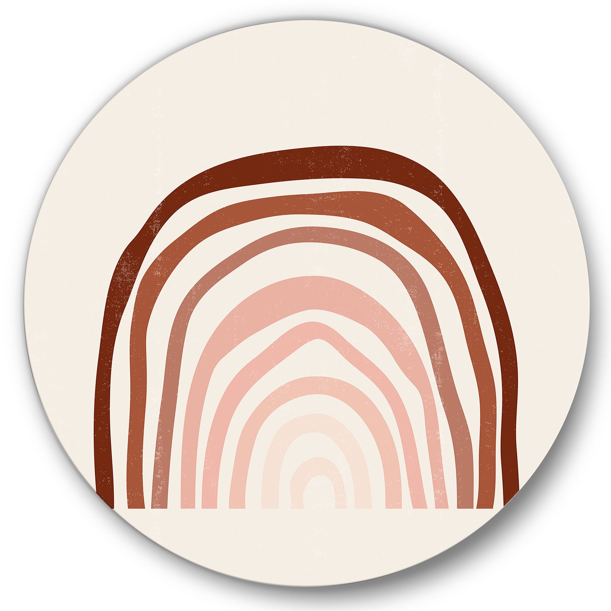 Designart 'Terracotta Minimalist Boho Art Rainbow I' Modern Circle Metal Wall Art 36x36 - Disc of 36