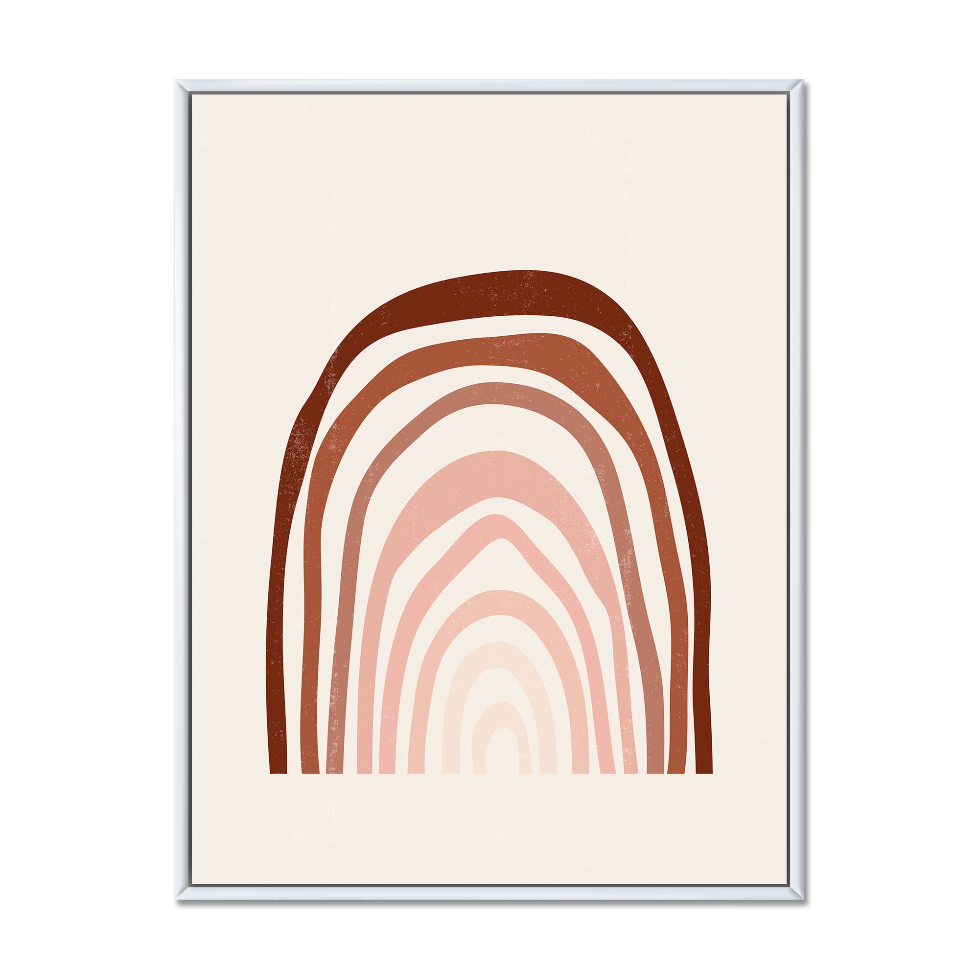 Designart 'Terracotta Minimalist Boho Art Rainbow I' Modern Framed Canvas Wall Art Print