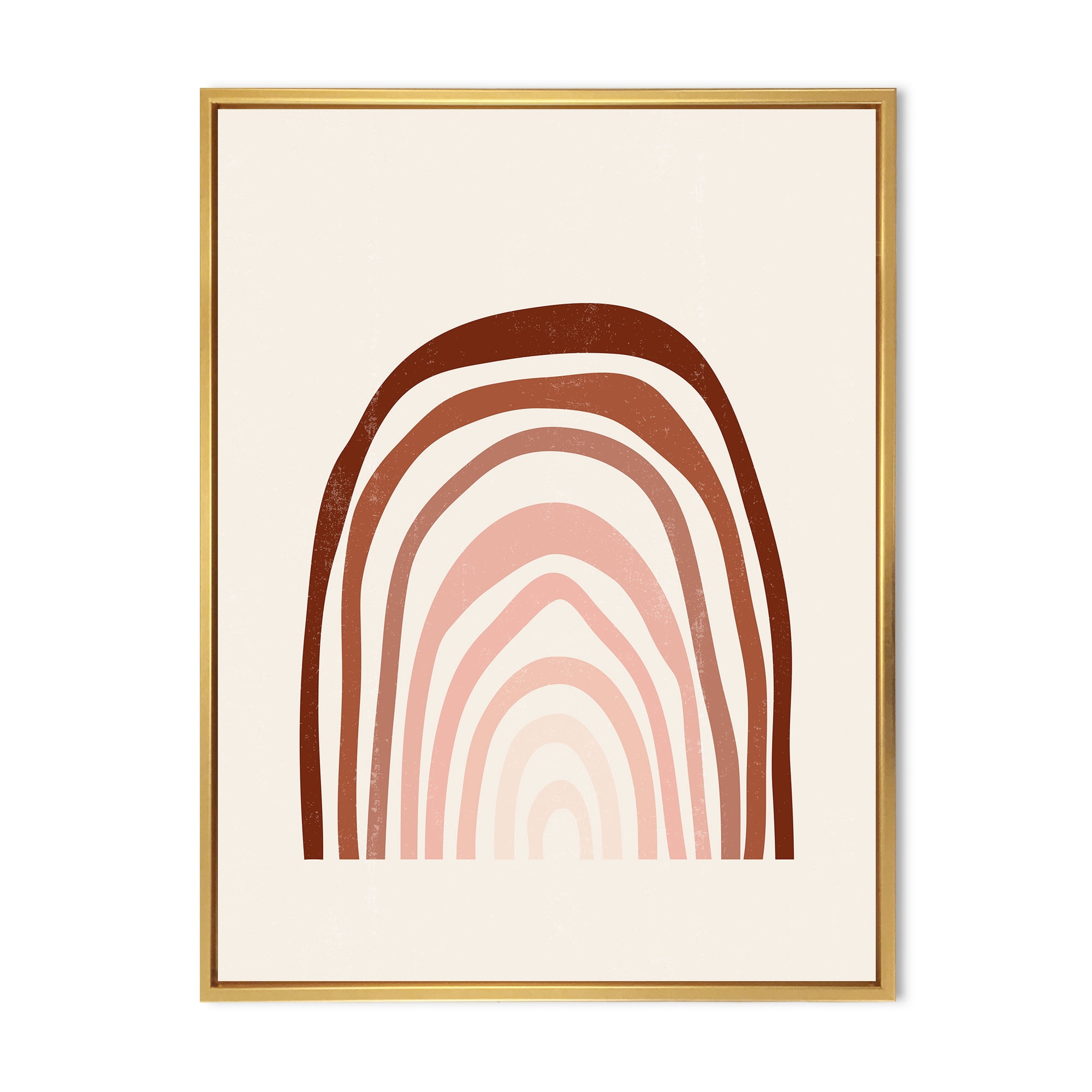 Designart 'Terracotta Minimalist Boho Art Rainbow I' Modern Framed Canvas Wall Art Print