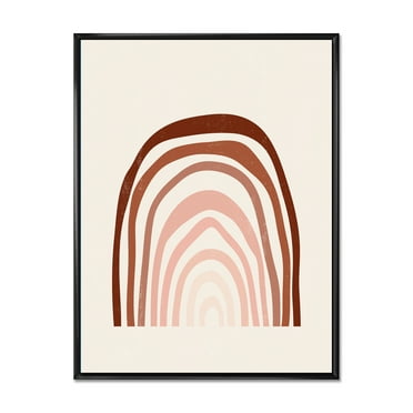 Designart 'Terracotta Minimalist Boho Art Rainbow I' Modern Framed Canvas Wall Art Print