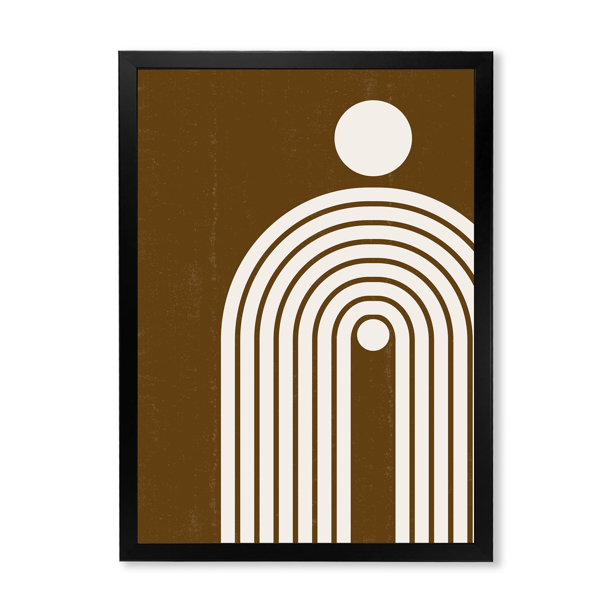 Designart 'Terracotta Minimalist Boho Rainbow With Sun' Modern Framed Art Print
