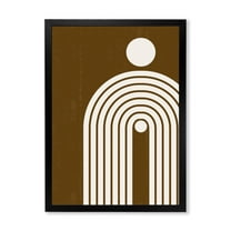 Designart 'Terracotta Minimalist Boho Rainbow With Sun' Modern Framed Art Print