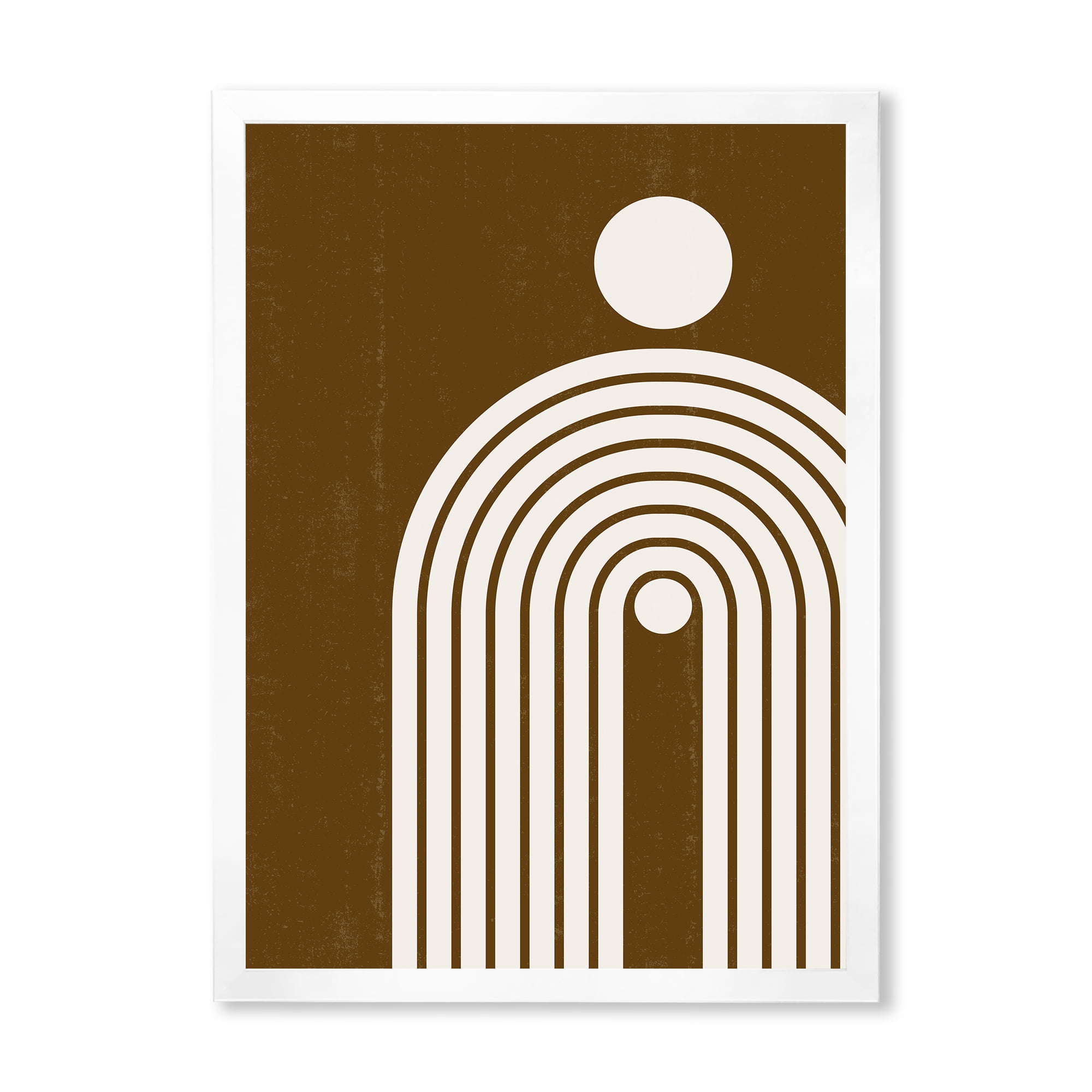 Designart 'Terracotta Minimalist Boho Rainbow With Sun' Modern Framed Art Print