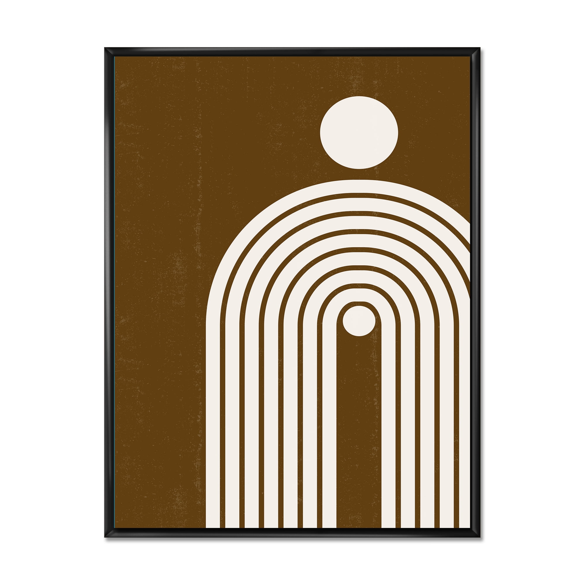 Designart 'Terracotta Minimalist Boho Rainbow With Sun' Modern Framed Canvas Wall Art Print