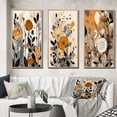 thumbnail image 1 of Designart "Terracotta Retro Wildflowers Illustration VI" Abstract Botanicals Framed Wall Art Set Of 3 - Brown Modern Frame Gallery Wall Set For Home Decor, 1 of 6