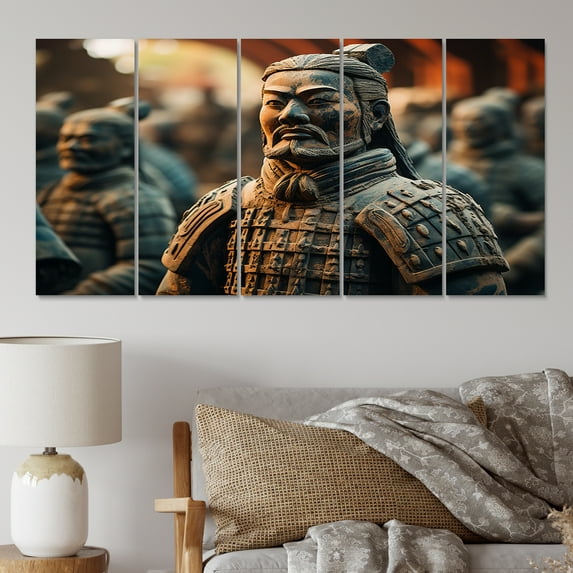 Designart "Terracotta Warriors China Art painting III" Chinese Metal Wall Art Set