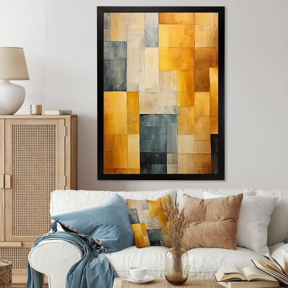 Designart "Tessellation With A Topaz Touch" Abstract Shapes Picture Framed Wall Decor