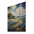thumbnail image 1 of Designart "Texan Blues Amidst the Blue Bonnets III" Floral & Botanical Print on Natural Pine Wood, 1 of 5