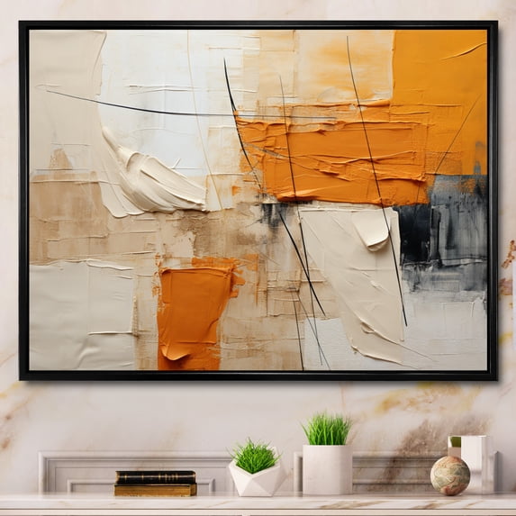 Designart "Textile Euphony II" Abstract Collages Floater Framed Canvas Wall Art