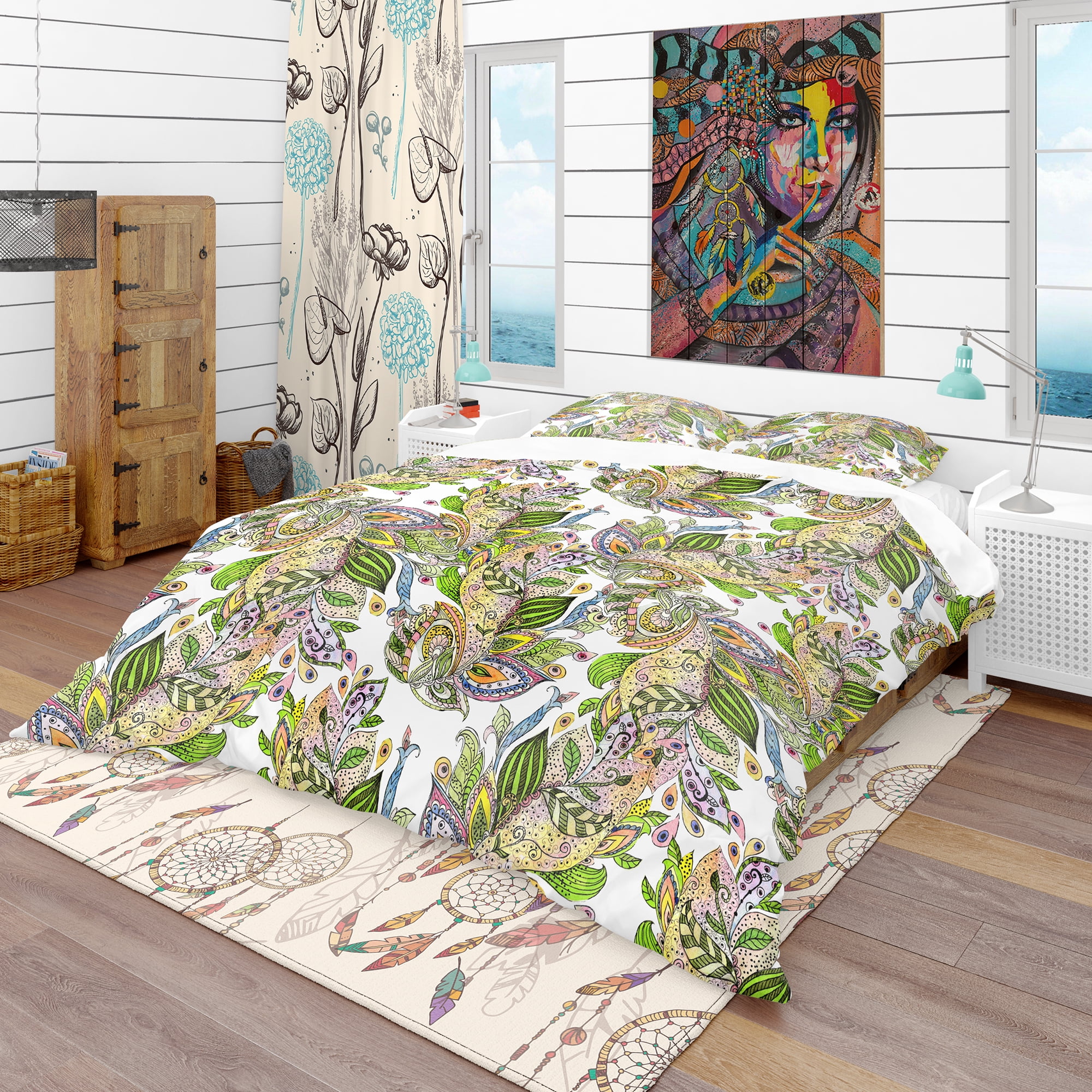 Designart 'Texture Watercolor Abstract Pattern' Bohemian & Eclectic Duvet Cover Set