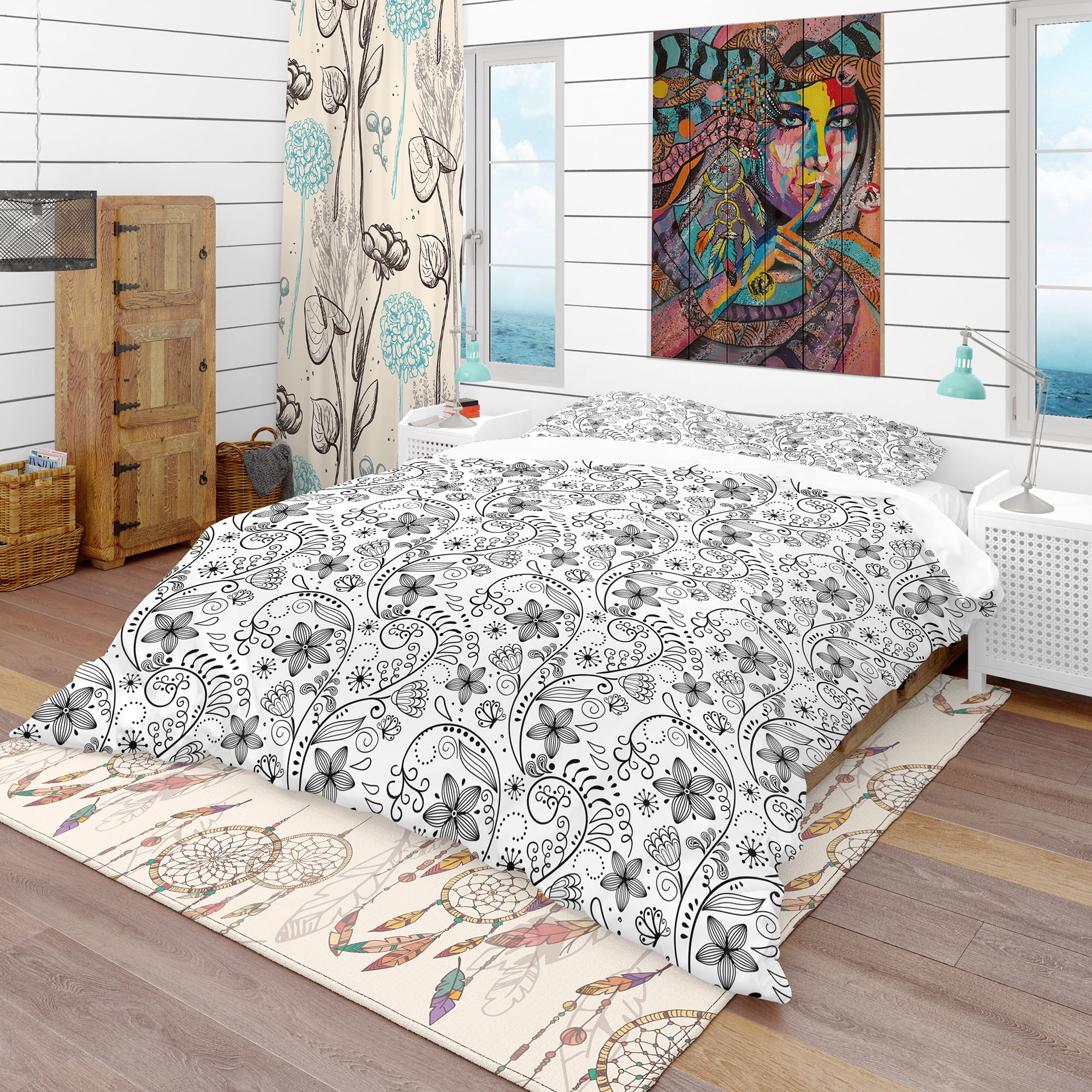 Designart 'Texture in A Flower Design' Bohemian & Eclectic Duvet Cover Set