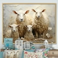 thumbnail image 1 of Designart "Textured Beige Sheep I" Animals Floater Framed Canvas Print, 1 of 7