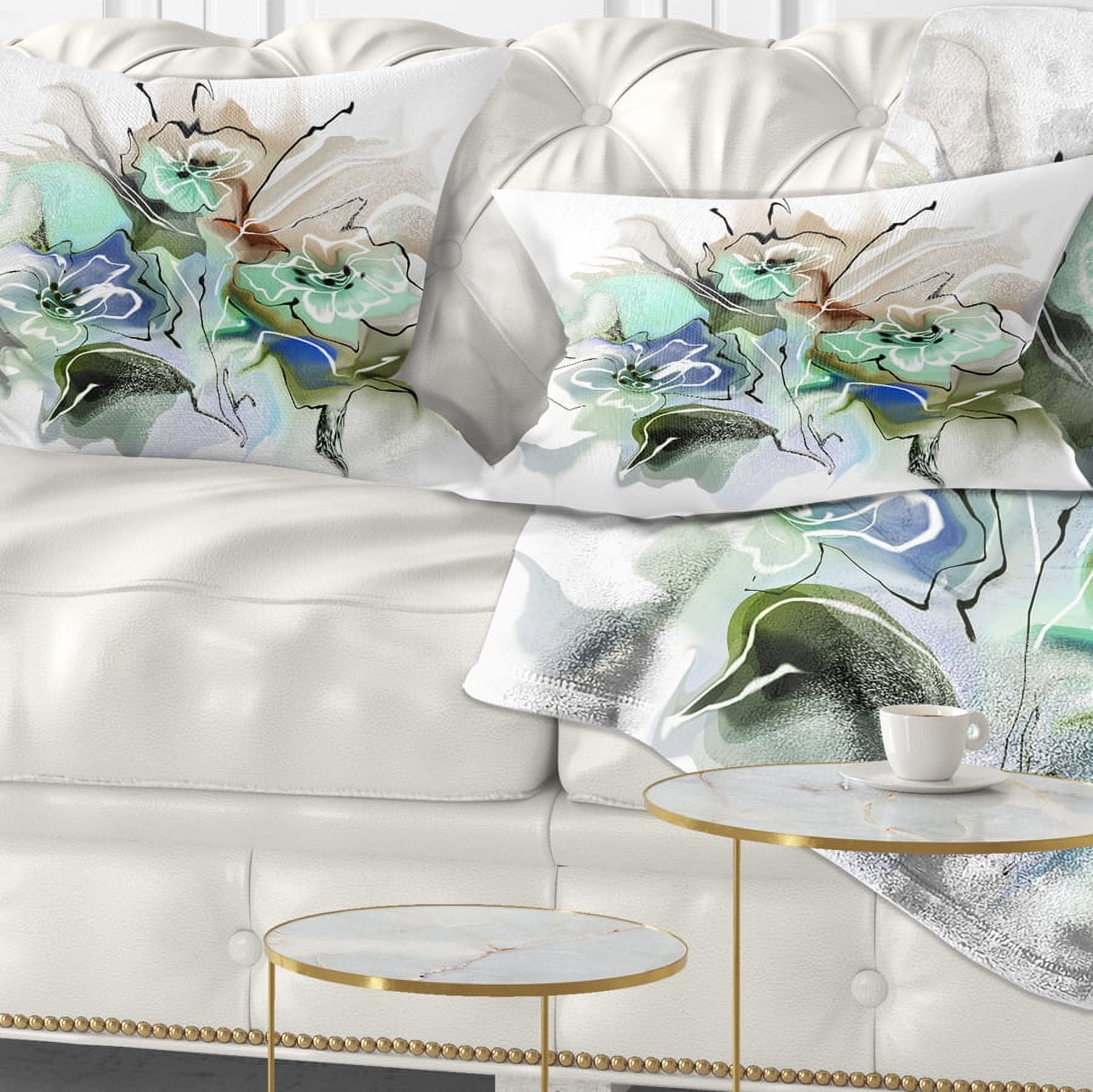 Designart Textured Floral Watercolor - Floral Throw Pillow - 12x20