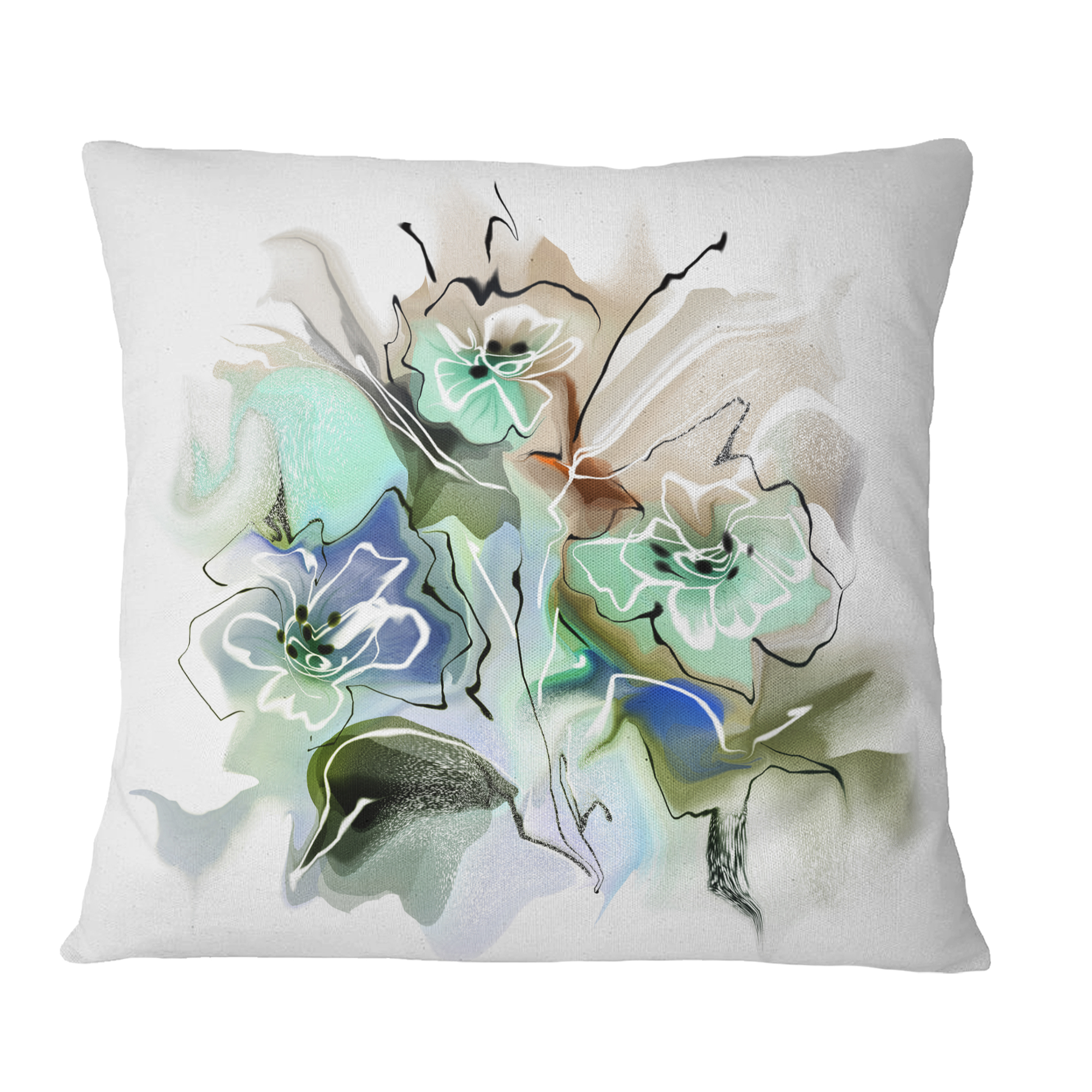 Designart Textured Floral Watercolor - Floral Throw Pillow - 18x18