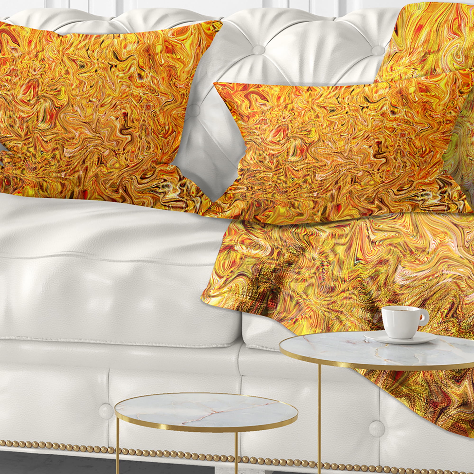 Designart Textured Flowing Yellow - Contemporary Throw Pillow - 12x20