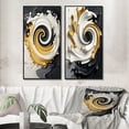 thumbnail image 1 of Designart "Textured Gold Spiral Liquid Magic" Abstract Spirals Framed Wall Art Set Of 2 - Transitional Gold Gallery Wall Frame Set For Home Decor, 1 of 6