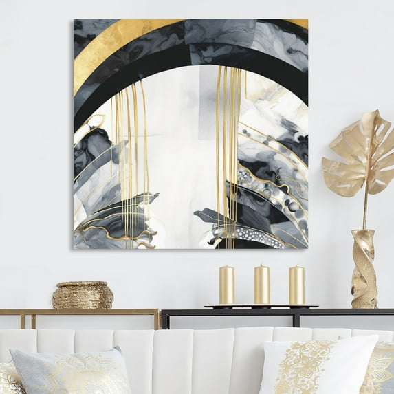 Designart "Textured Marble Painting II" Abstract Marble Metal Art Living Room