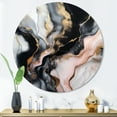 thumbnail image 1 of Designart "Textured Marble with Black and Gold Splash" Abstract Marble Metal Round Wall Decor, 1 of 5