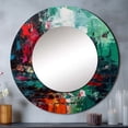 thumbnail image 1 of Designart "Textures of the Mind in Red and Green I" Abstract Round Mirror Wall Décor Contemporary - Large Red Round Mirror - Round Mirror 36" x 36" Inch, 1 of 5