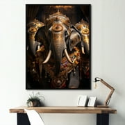 Designart "Thai Elephants Asian Painting IX" Asian Floater Framed Wall Decor