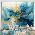 thumbnail image 1 of Designart "The Abstracted Flow Of Blue And Gold Rivers" Landscape Lake River Floater Framed Canvas Wall Art, 1 of 5