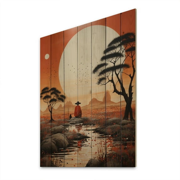 Designart "The Agony Coral Black Art from Mexico I" Portrait Print on Natural Pine Wood