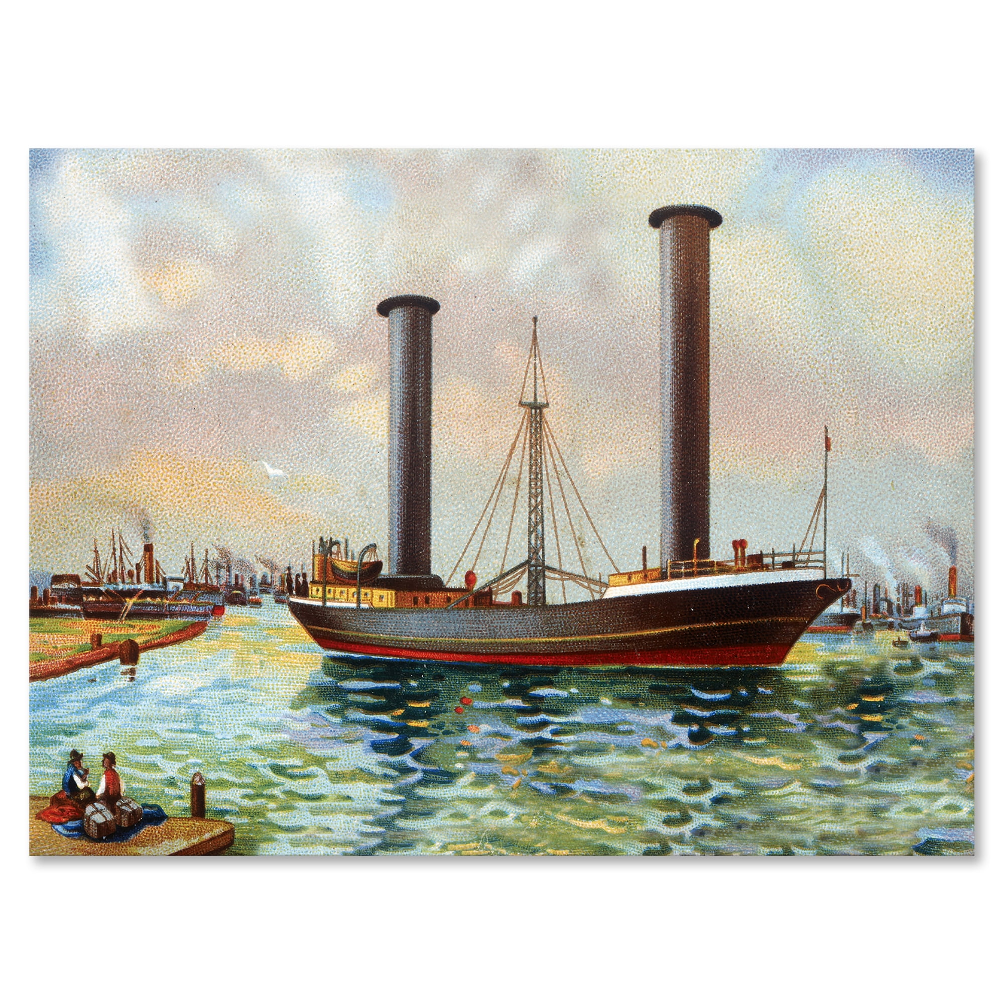 Designart ' The Ancient Boat Leaving The Harbor ' Nautical & Coastal Canvas Wall Art Print