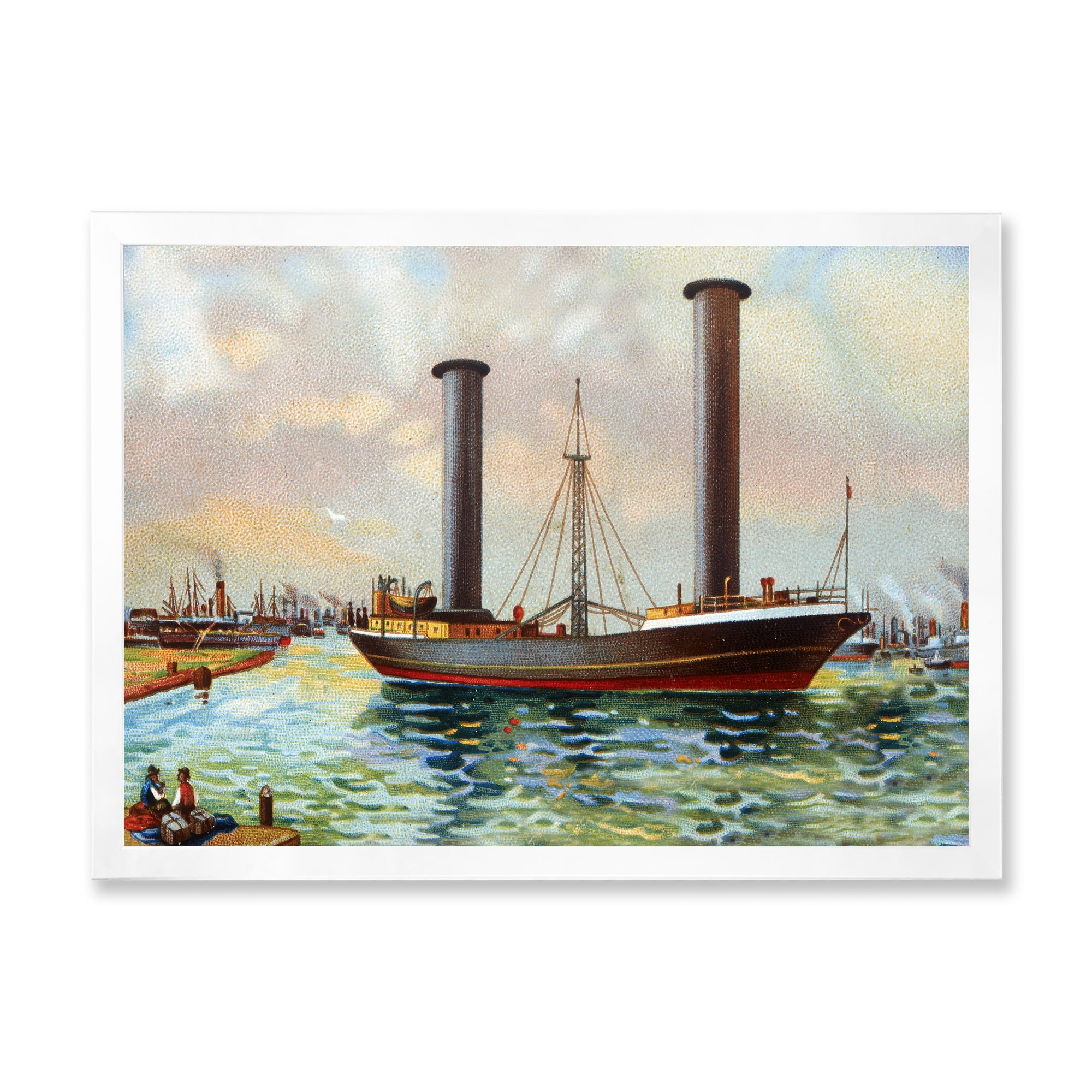Designart 'The Ancient Boat Leaving The Harbor' Nautical & Coastal Framed Art Print