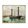 thumbnail image 1 of Designart 'The Ancient Boat Leaving The Harbor' Nautical & Coastal Framed Canvas Wall Art Print, 1 of 5