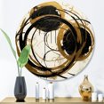 thumbnail image 1 of Designart "The Art Of Chaos Black and Gold II" Abstract Painting Metal Round Wall Decor, 1 of 5