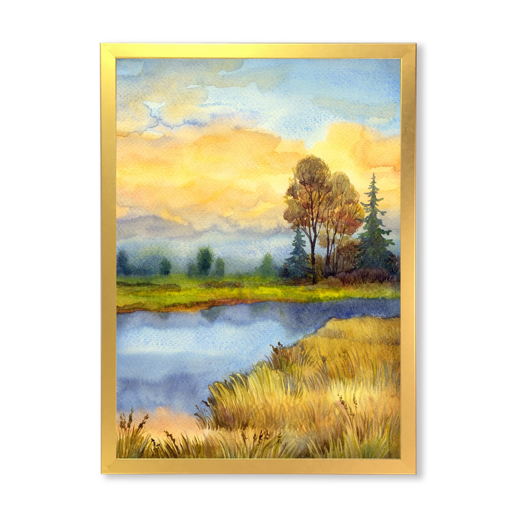 Designart 'The Awakening of Nature Over Meadows' Lake House Framed Art Print