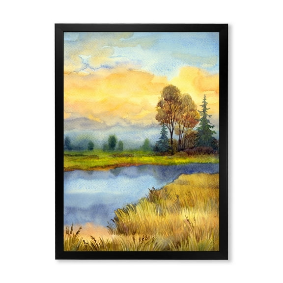 Designart 'The Awakening of Nature Over Meadows' Lake House Framed Art Print