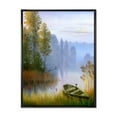 thumbnail image 1 of Designart 'The Bank Of The Lake With The Boat' Traditional Framed Canvas Wall Art Print, 1 of 5