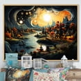 thumbnail image 1 of Designart "The Beginning of a Journey at the Peach Lakehouse II" Landscapes Floater Framed Canvas Wall Art, 1 of 7
