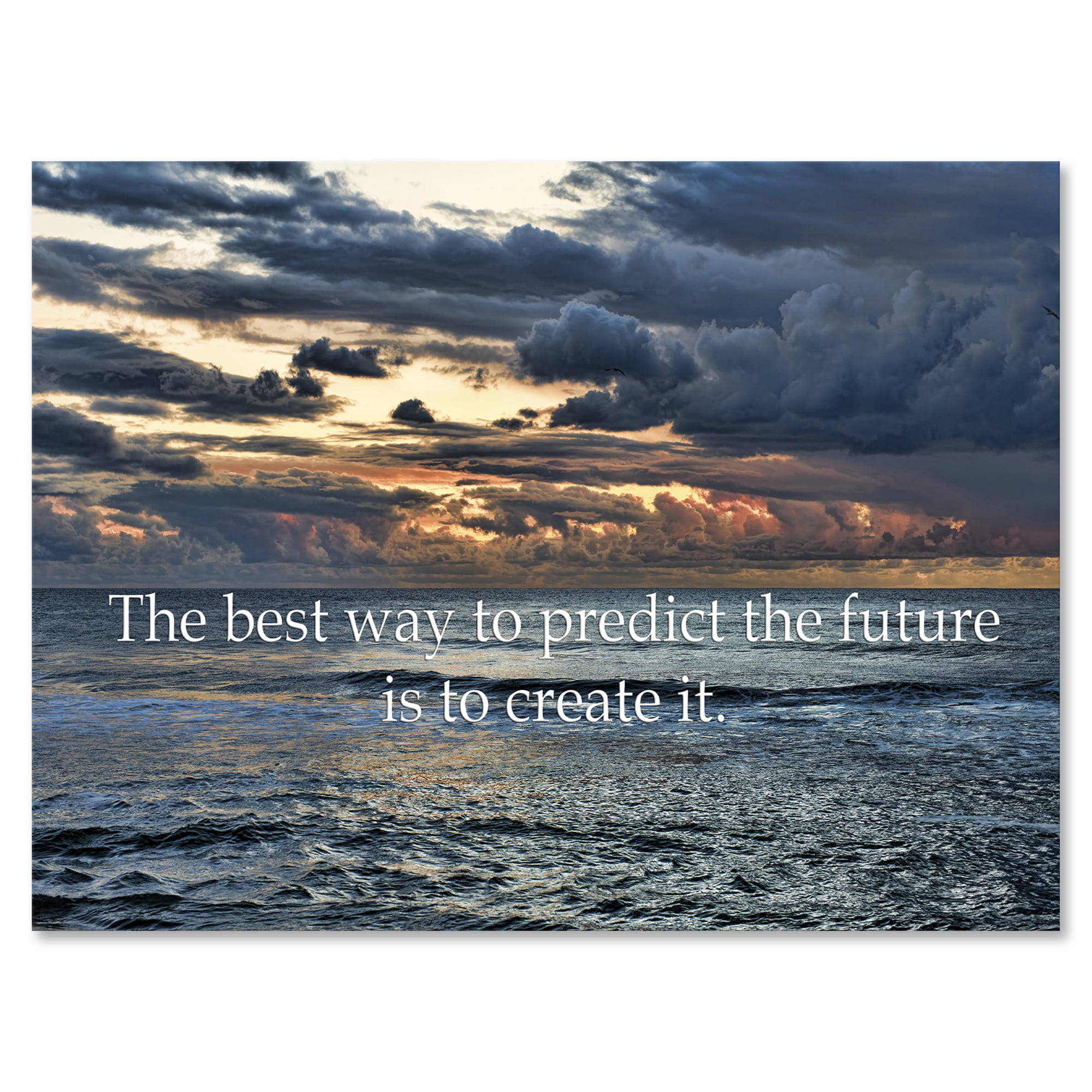 Blue Ocean Coastal Canvas Wall Art with Inspirational Quote