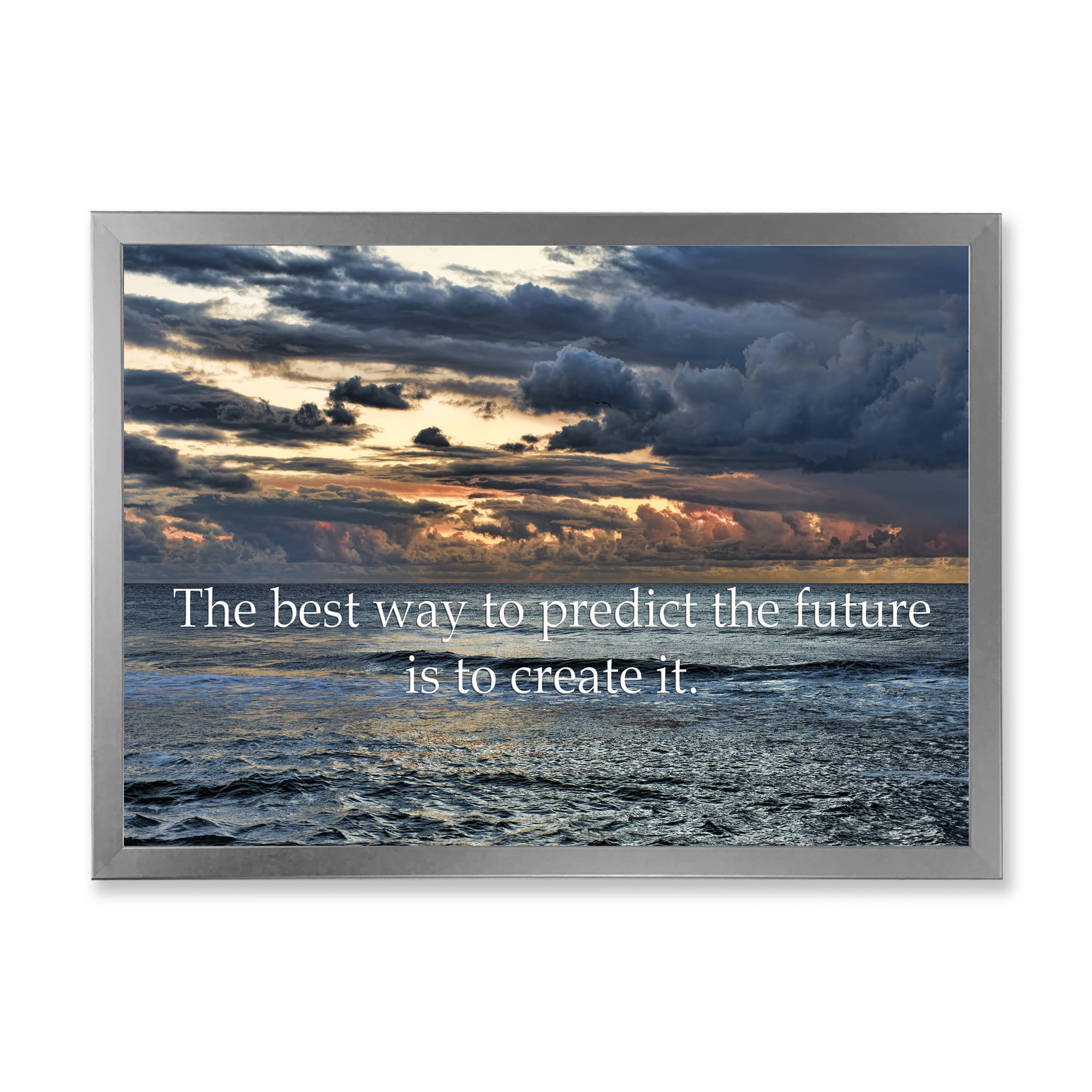 Designart 'The Best Way To Predict The Future Is To Create It Blue Ocean' Nautical & Coastal Framed Art Print