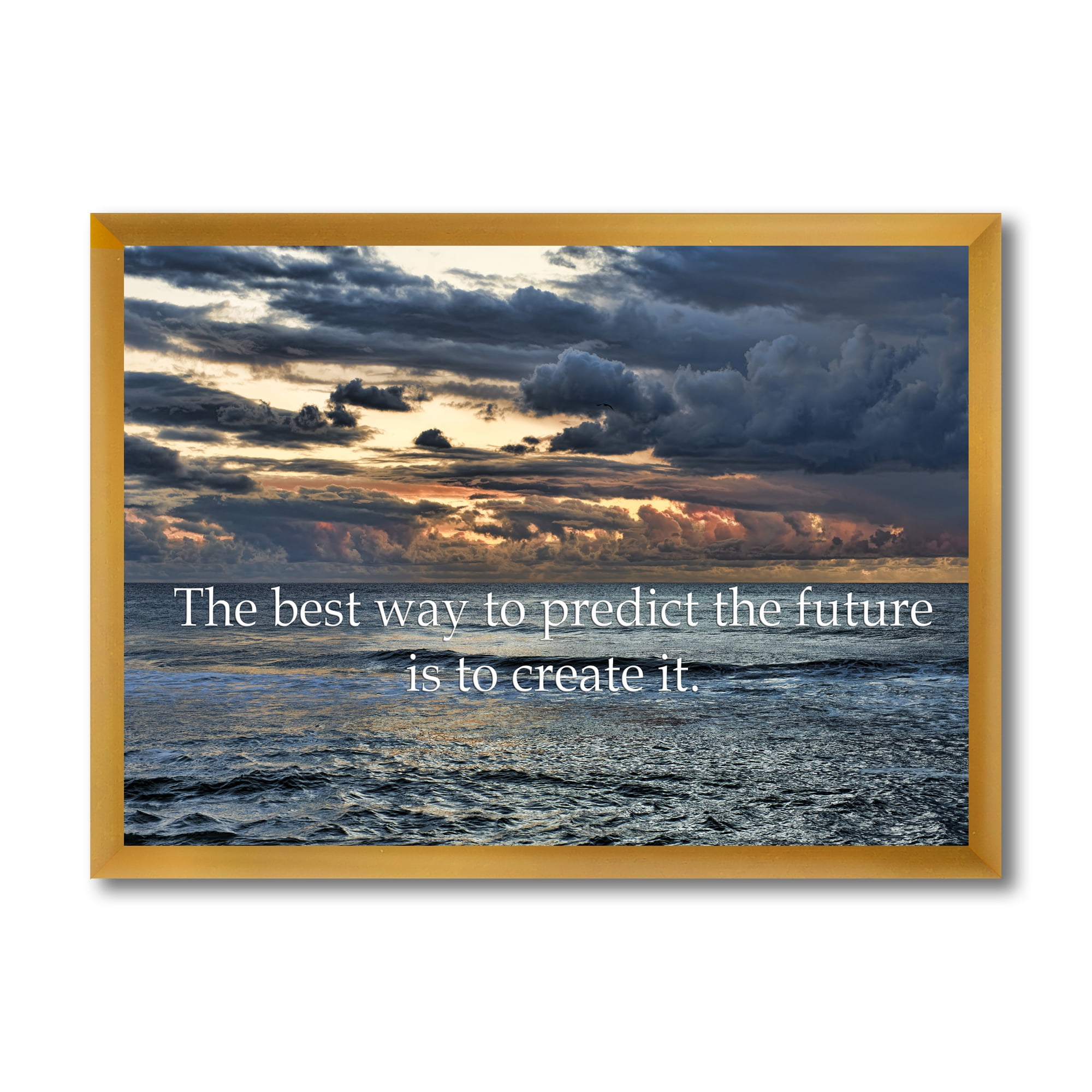 Designart 'The Best Way To Predict The Future Is To Create It Blue Ocean' Nautical & Coastal Framed Art Print