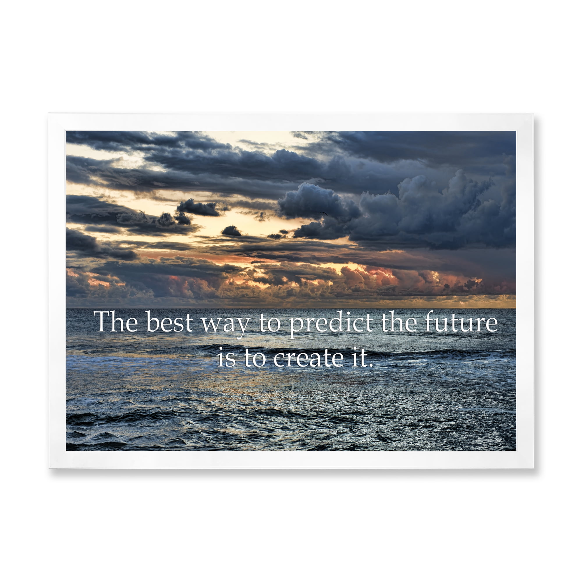 Designart 'The Best Way To Predict The Future Is To Create It Blue Ocean' Nautical & Coastal Framed Art Print