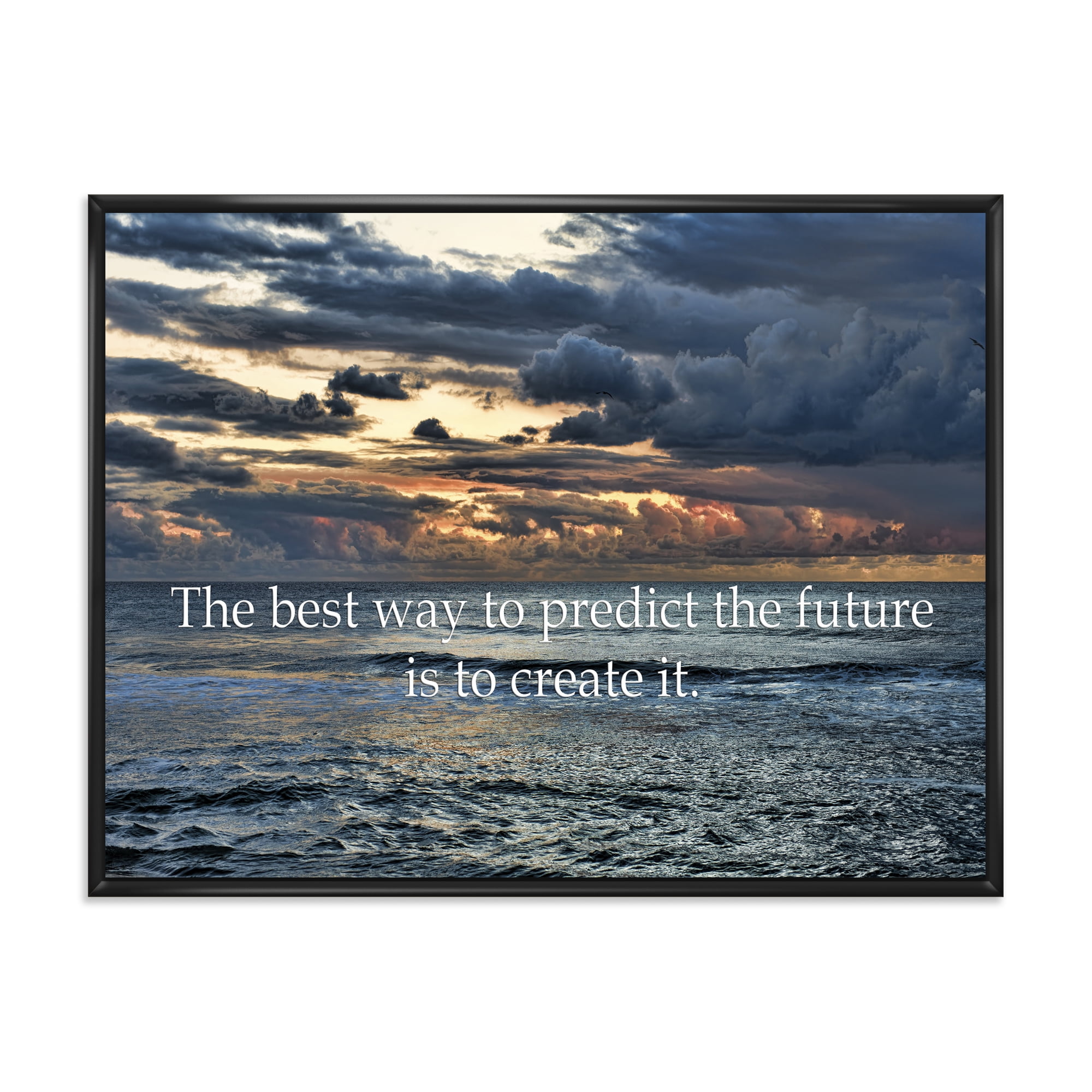 Designart 'The Best Way To Predict The Future Is To Create It Blue Ocean' Nautical & Coastal Framed Canvas Wall Art Print