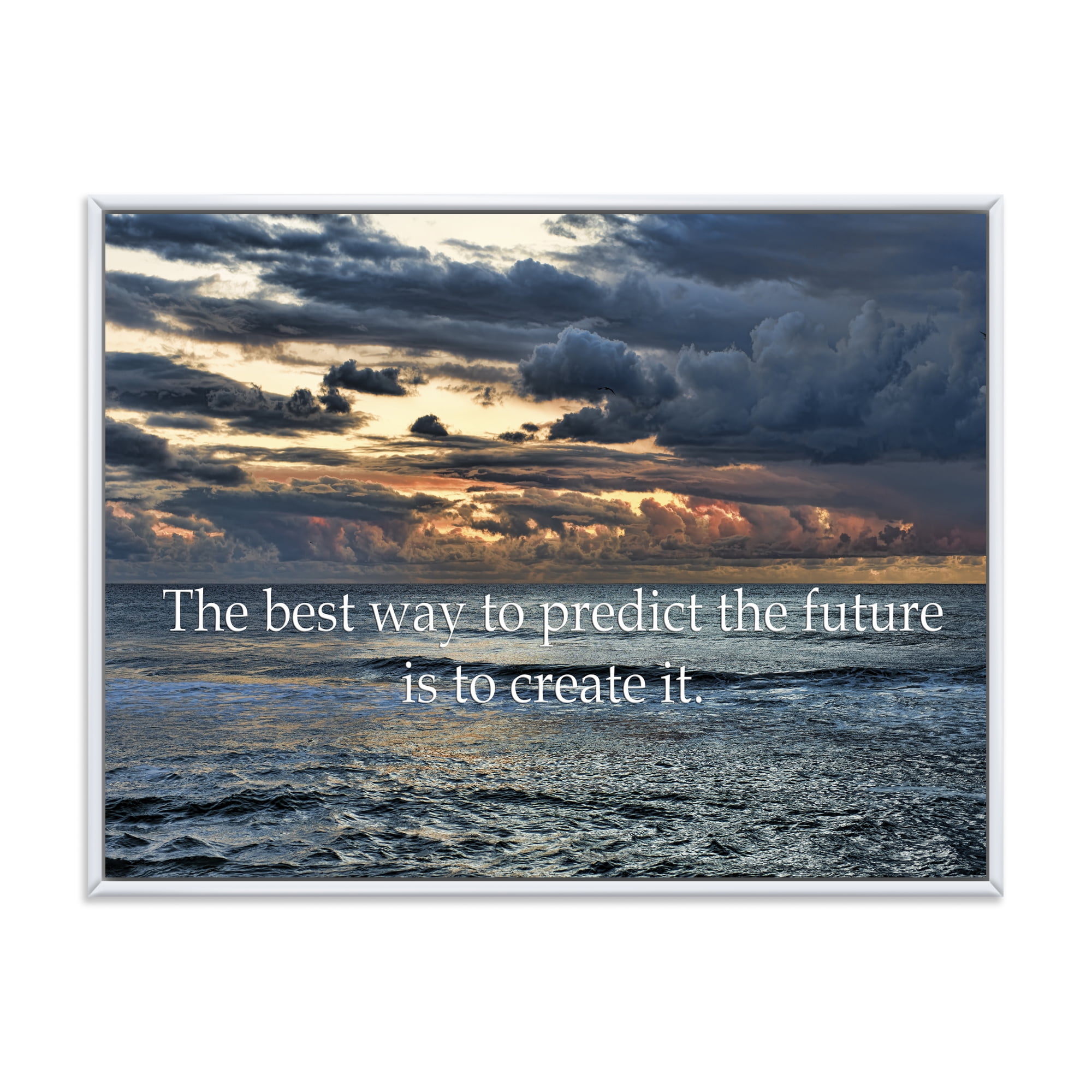 Designart 'The Best Way To Predict The Future Is To Create It Blue Ocean' Nautical & Coastal Framed Canvas Wall Art Print