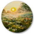 thumbnail image 1 of Designart 'The Blossoming Field With Sunrise' Farmhouse Circle Metal Wall Art 23x23 - Disc of 23, 1 of 5