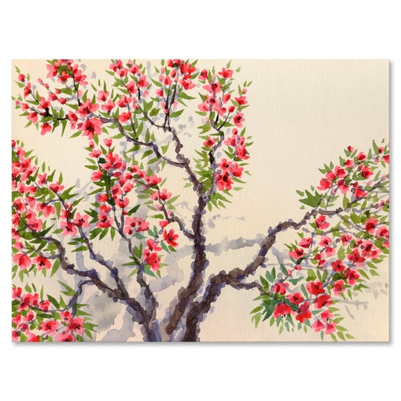 Designart ' The Blossoming Tree With Red Flowers I ' Traditional Canvas Wall Art Print