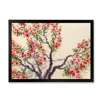 Designart 'The Blossoming Tree With Red Flowers I' Traditional Framed Art Print