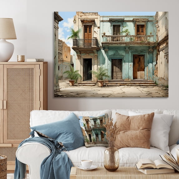 Designart "The Blue House Cuban Architecture I" Architecture Canvas Print