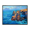 thumbnail image 1 of Designart 'The Blue Ocean By Rocky Cliffs' Nautical & Coastal Framed Canvas Wall Art Print, 1 of 5