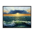 thumbnail image 1 of Designart 'The Blue Ocean In Sunset Evening I' Nautical & Coastal Framed Canvas Wall Art Print, 1 of 5